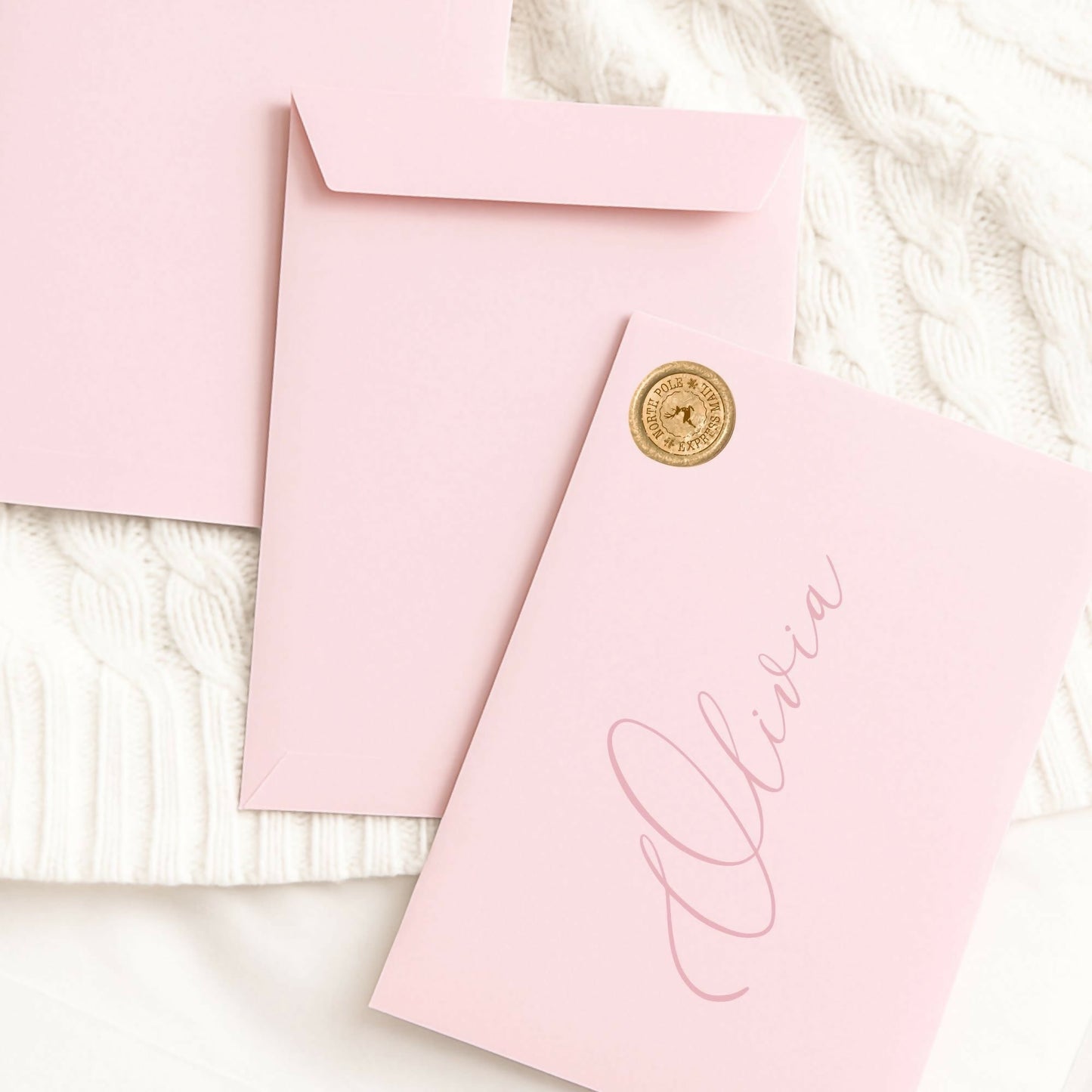 Personalised First Christmas Letter with envelope - pink bear