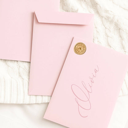 Personalised First Christmas Letter with envelope - pink bear