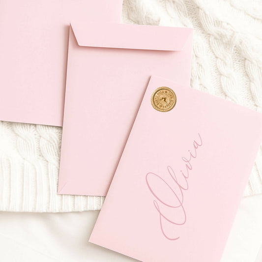 Personalised First Christmas Letter with envelope - pink bear