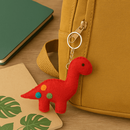 Red Felt Dinosaur Keyring - Forever After Boutique