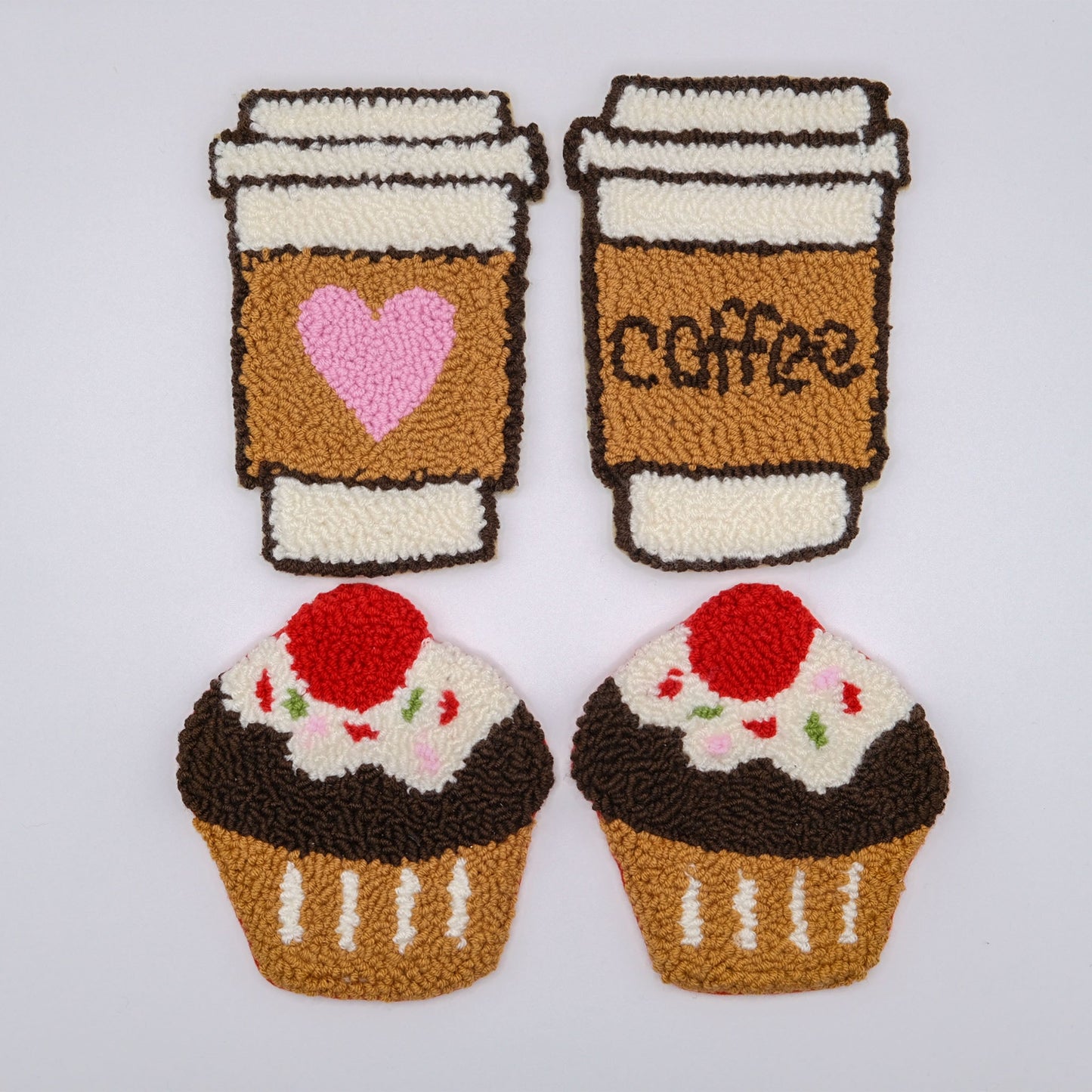 Coffee & Cupcake Punch Needle Coaster