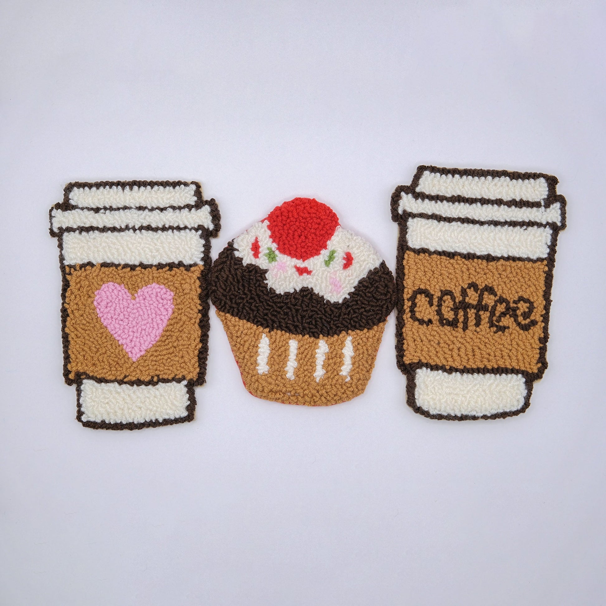 Coffee & Cupcake Punch Needle Coaster