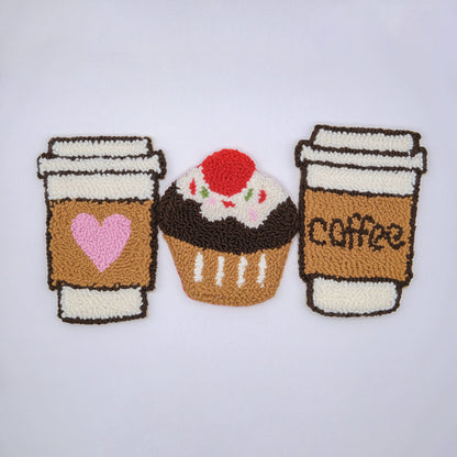Coffee & Cupcake Punch Needle Coaster