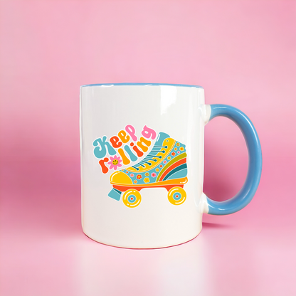 Keep Rolling Ceramic Mug | Retro Rollerskate