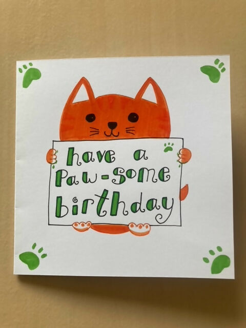 cat handamde card