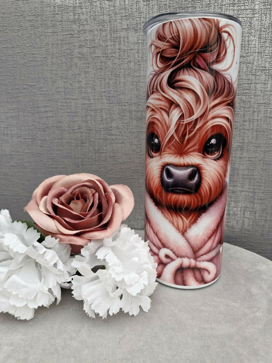 **SALE** Cute HighlandCow In Dessing Gown 20oz Tumbler - Forever After Boutique