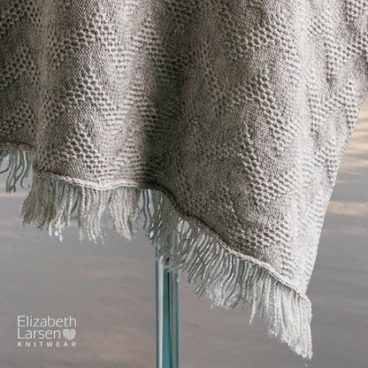 Seashore Mist Grey Merino Poncho. Women's Textured Waves Merino Wool Silver Grey Fringe Poncho. - Forever After Boutique