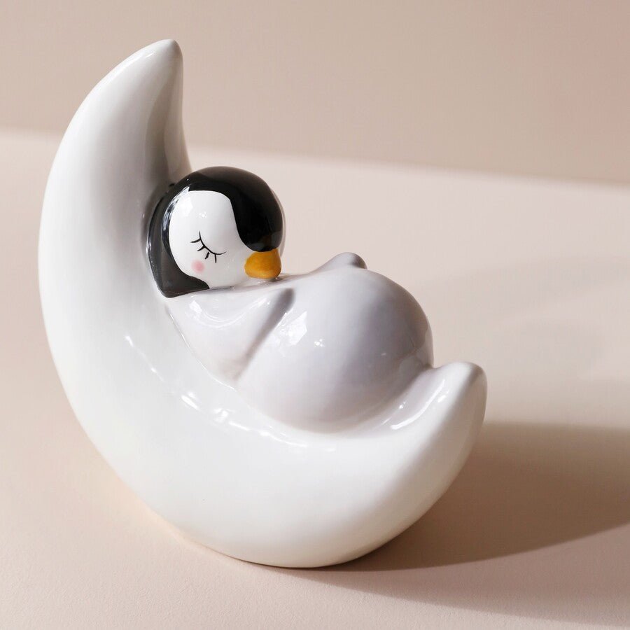 Sleeping Penguin Moon Money Box - Forever After Collective