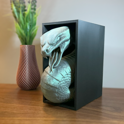 Slytherin-Inspired Snake Book Nook | 3D Printed Gothic Bookshelf Decor