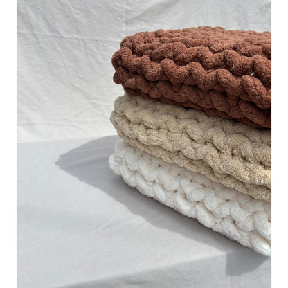 Super Chunky Crochet Blanket – Handmade in Neutral Tones