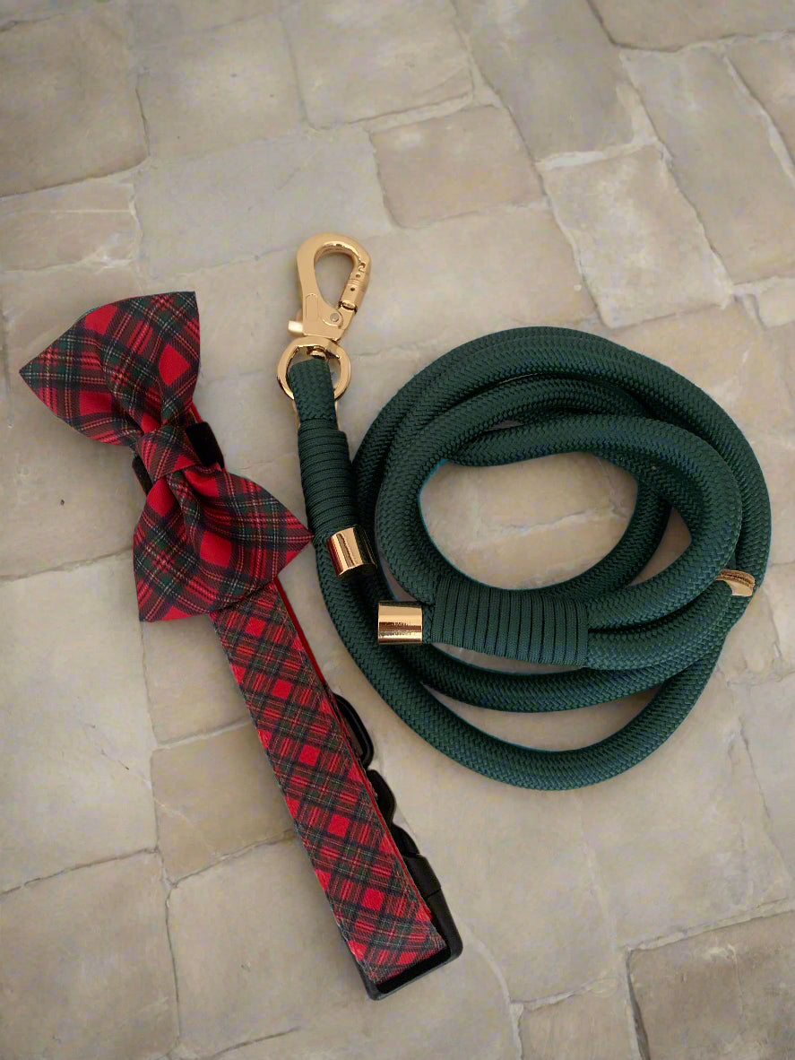 Forest Green Rope Leash Flexible and Lightweight