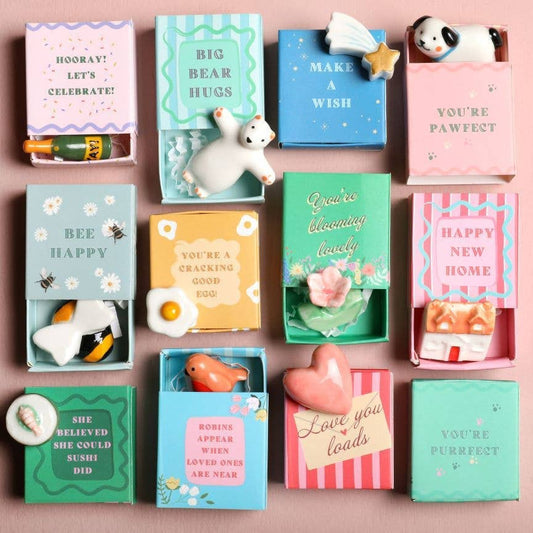 Tiny Matchbox Ceramic Token: Cat - Forever After Boutique