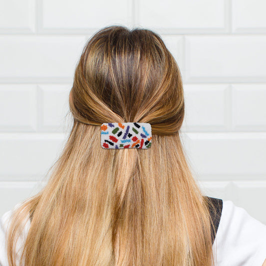 Colourful Abstract Punch Needle Hair Clip
