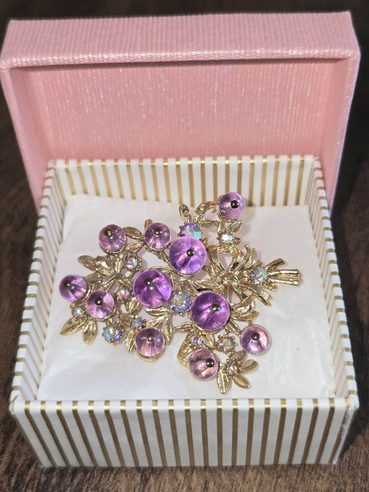 Vintage brooch - Purple Cabachons - Forever After Boutique