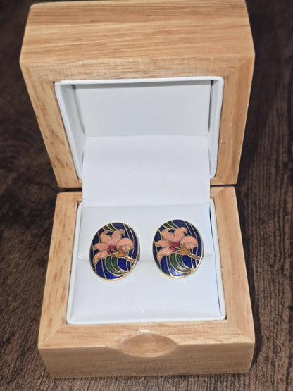 Vintage floral Cloisonne Earrings - Forever After Boutique