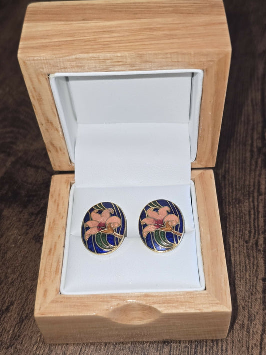 Vintage floral Cloisonne Earrings - Forever After Boutique