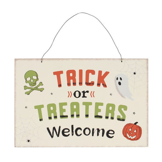 🎃 Welcome Trick or Treaters! 🕸️ Halloween Hanging Sign 🎃 - Forever After Boutique