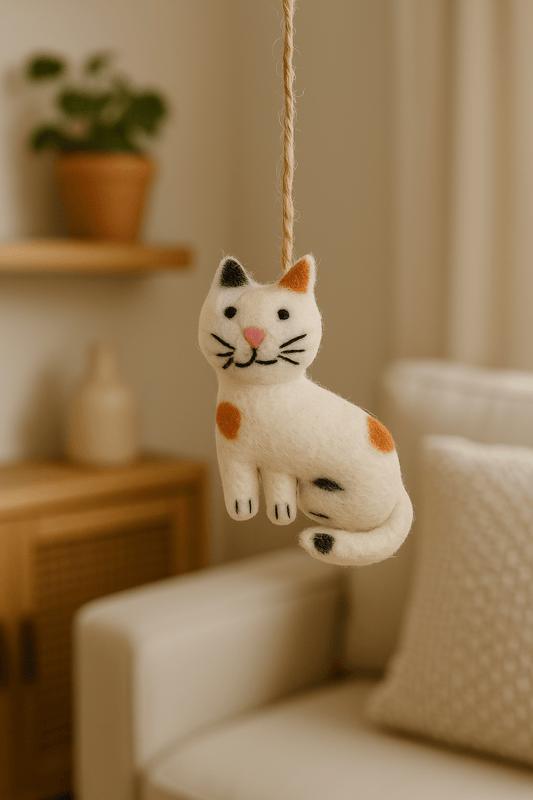 White Felt Cat Decoration - Forever After Boutique