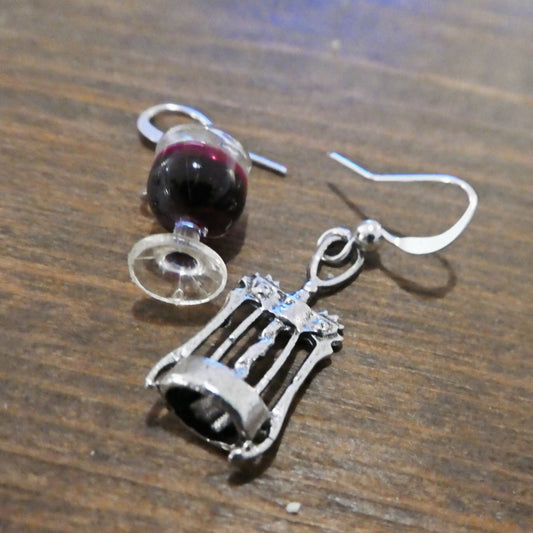 Wine and corkscrew earrings - Forever After Boutique