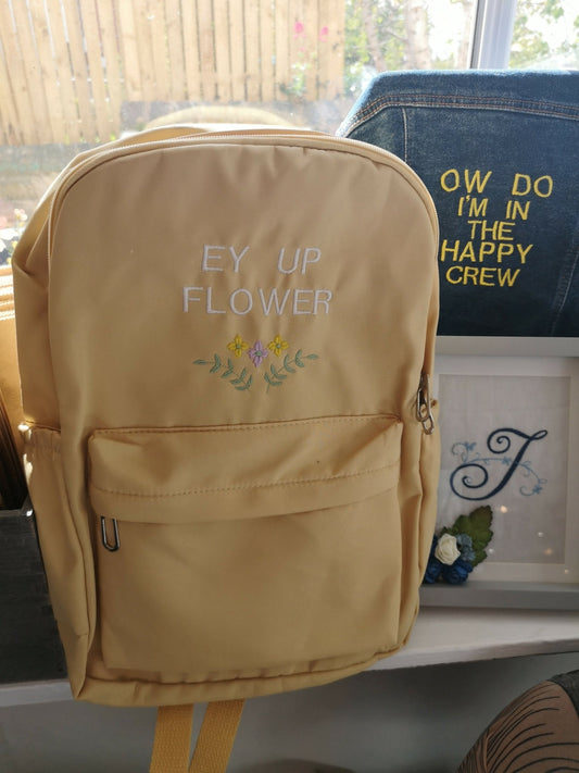 Yorkshire 'Ey Up Flower' yellow rucksack - Forever After Boutique