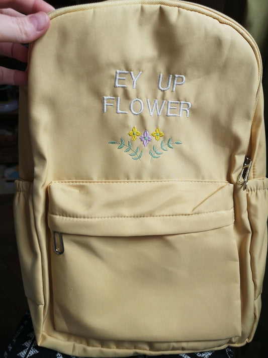 Yorkshire 'Ey Up Flower' yellow rucksack - Forever After Boutique