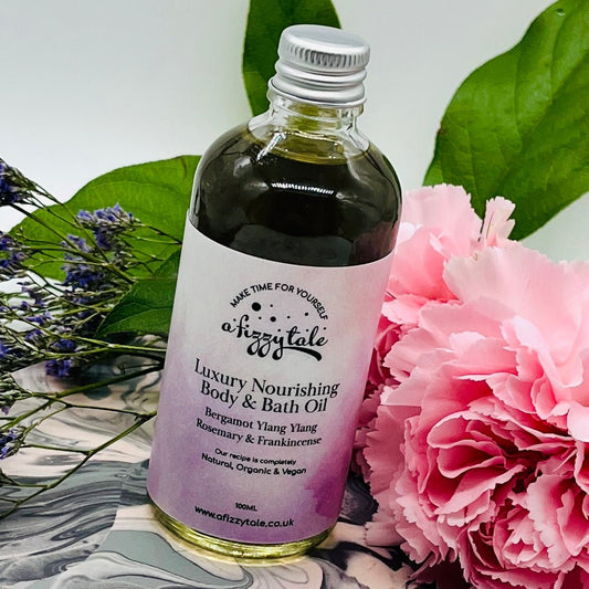 Nourishing Bath and Body Oil: Argan Oil with Bergamot Ylang Ylang Rosemary and Frankincense - Forever After Collective
